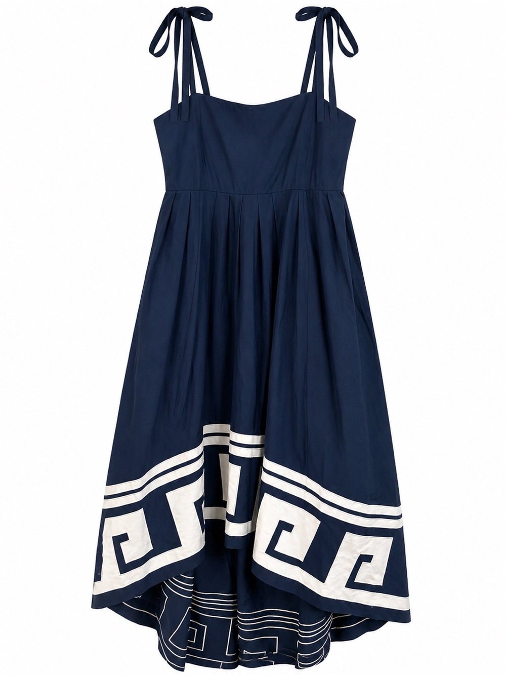 Rachel Rachel Roy Freda Cotton MidiDress Navy High Low Greek Key Hem Size 12 NWT - Picture 2 of 11